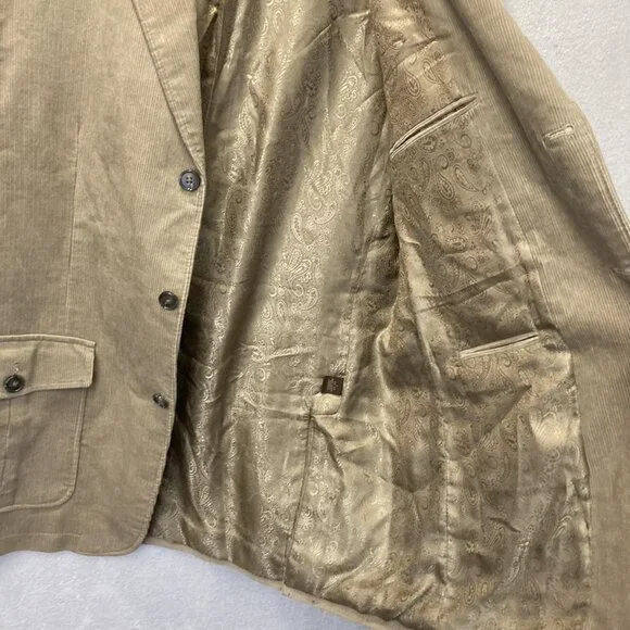 Vintage Tasso Elba Corduroy Safari Blazer Jacket RARE Mens Large L Elbow Patches